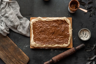 Brown wood chopping board brown bread
